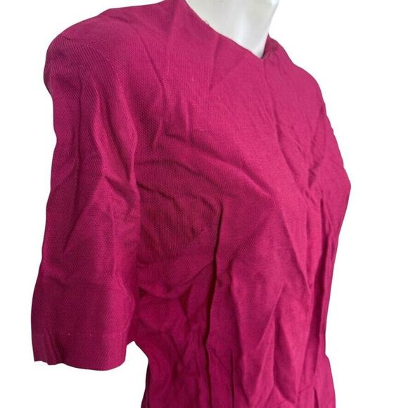 Smartee Togs Vintage Cherry Red Short Sleeve 1960s Sheath Short Sleeve Dress 12 - Picture 4 of 15